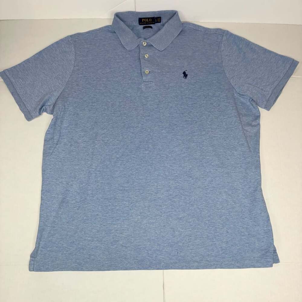 Polo Ralph Lauren Light Blue Heather Classic Fit Polo Shirt Size LG